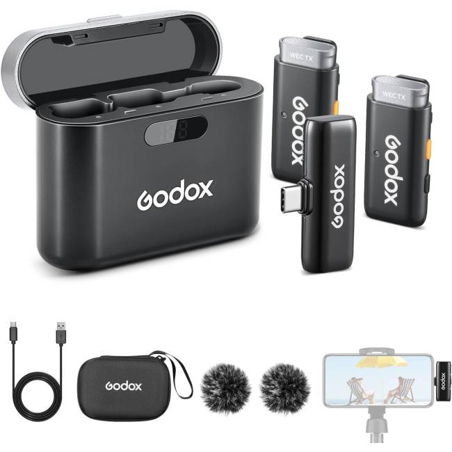 Godox microfono WES2 Kit2 Transmitter Receiver Wireless